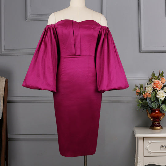 Damen figurbetontes Abendkleid mit voluminösen Ärmeln EB