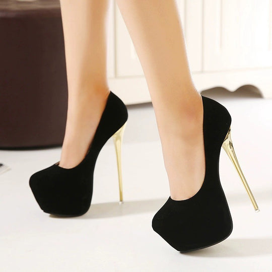 Damen elegante und luxuriöse High-Heels mit goldenen Akzenten EB