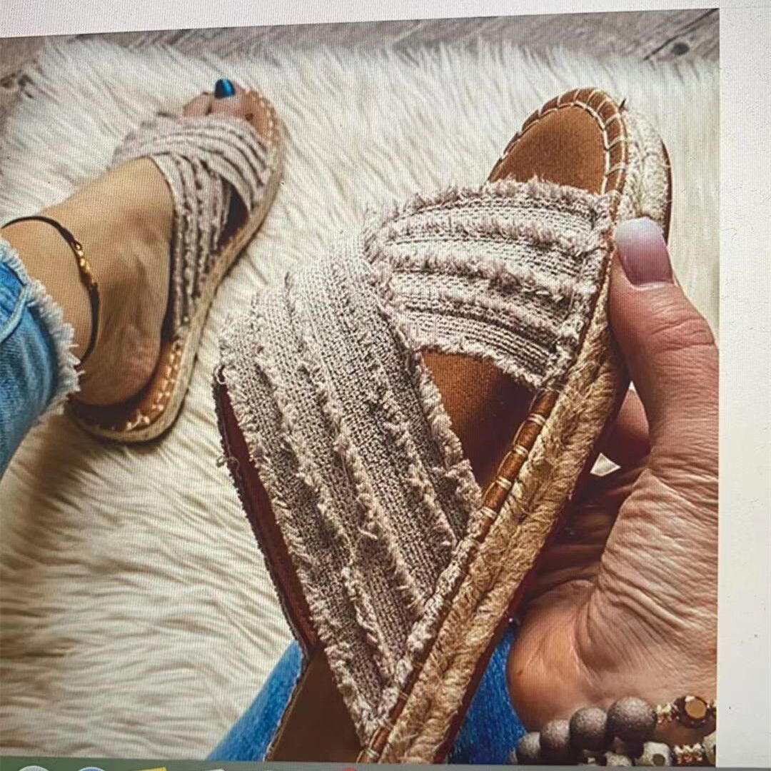 Damen Freizeitsandalen aus hochwertigem, atmungsaktivem Material mit elegantem Textilüberzug EB