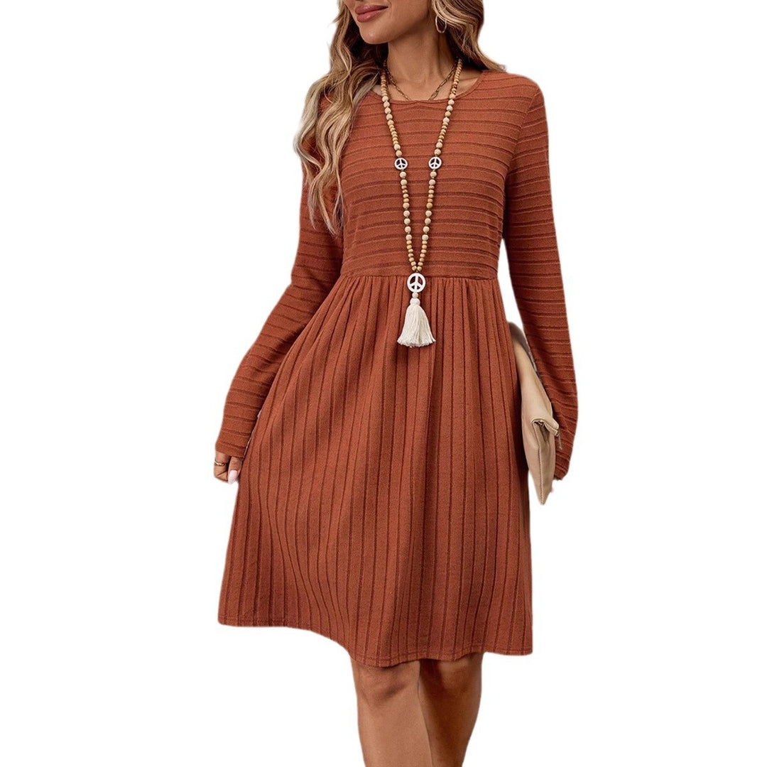 Damen Strickkleid mit Langen Ärmeln und Schmeichelndem Taillenschnitt EB