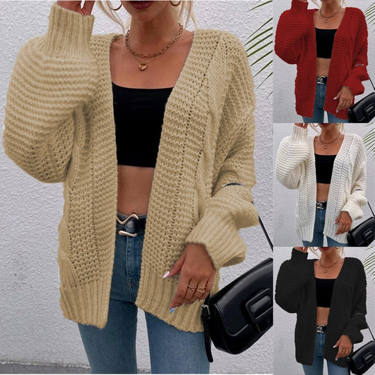Damen Grobstrick-Cardigan mit tiefen Taschen und lässigem Schnitt EB