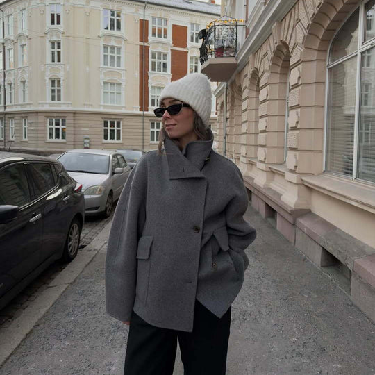 Damen Modische Oversized-Jacke aus hochwertigem Wollmix EB