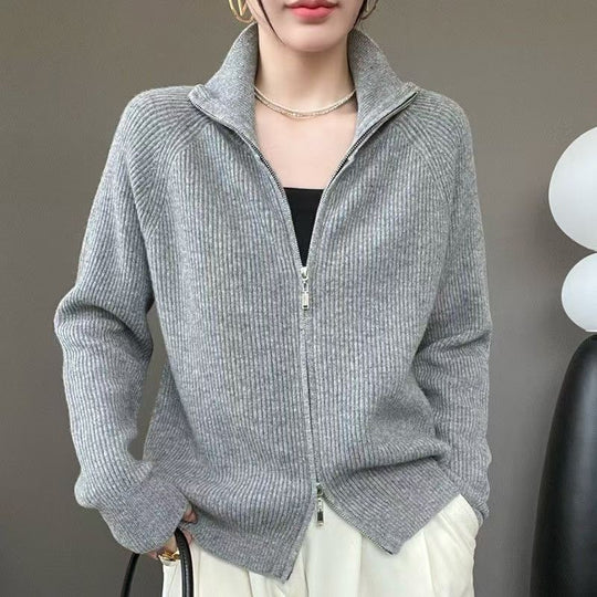 Damen Strickjacke mit hohem Kragen EB