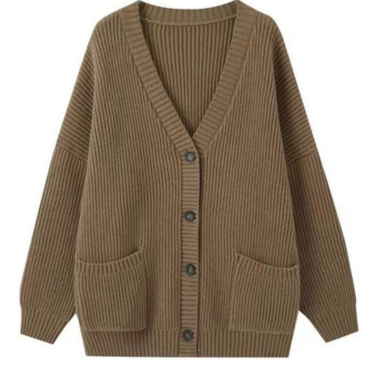 Damen Grobstrickcardigan mit großen Taschen und lässigem Schnitt EB