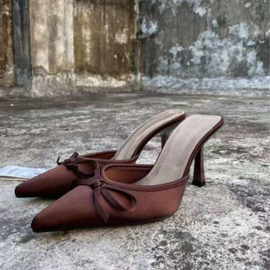 Damen elegante Slingback-Pumps mit feiner Schleifenverzierung EB