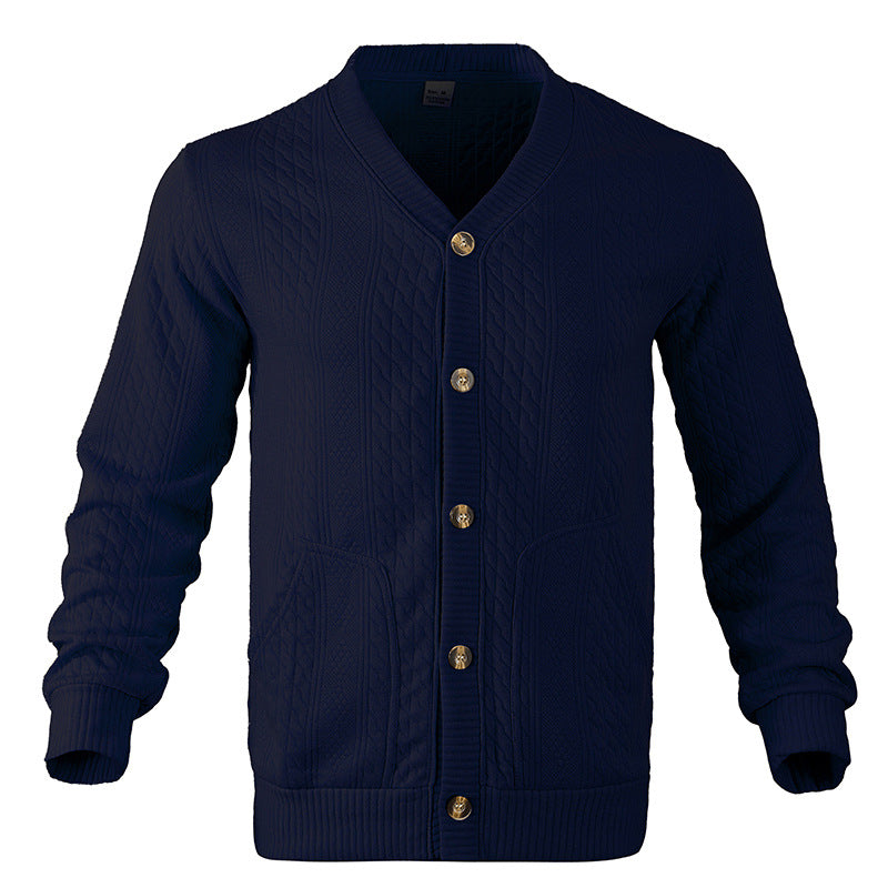Herren Strickjacke mit hochwertigem Strukturmuster und modernen Knöpfen EB