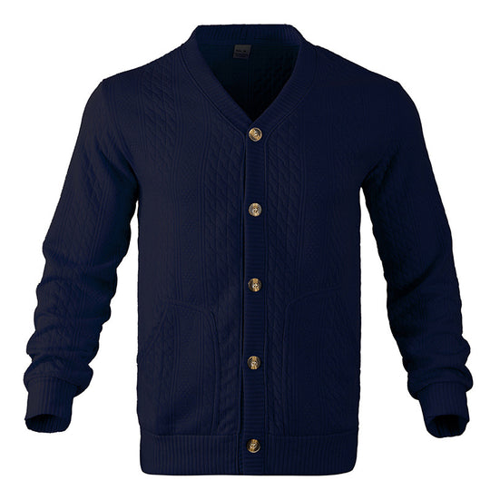 Herren Strickjacke mit hochwertigem Strukturmuster und modernen Knöpfen EB