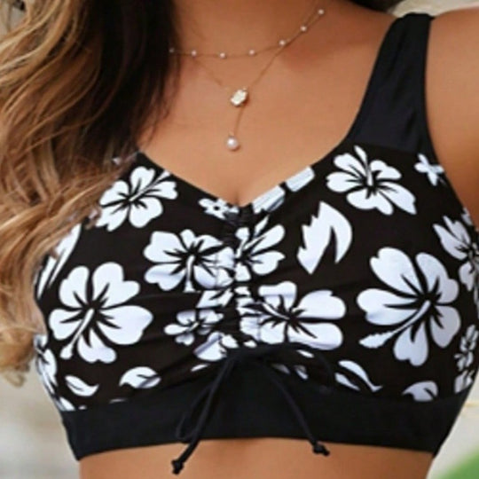 Damen Badeanzug-Set mit floralem Design und abnehmbarer Rockpartie EB