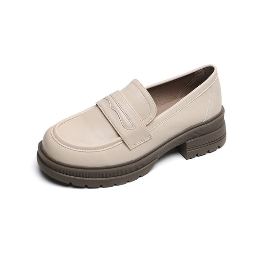 Damen Mokassin-Schuhe mit robustem Plateau und eleganter Schnalle EB