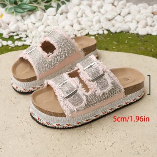 Damen Plattform-Sandalen mit modischem Doppelriemen EB