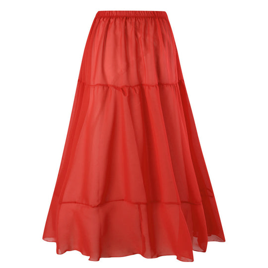 Damen Maxi-Rock aus transparenter Chiffon-Qualität mit elastischem Bund EB