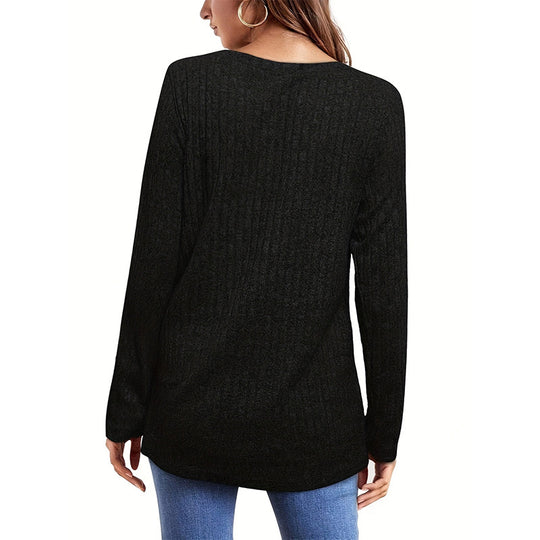 Damen Strickpullover mit Rippenstruktur und verlängertem Schnitt EB