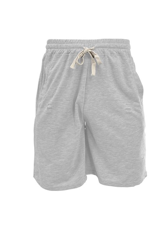 Herren nan lässige Sweatshorts mit elastischem Tunnelzugbund Eingrifftaschen und Used-Optik EB