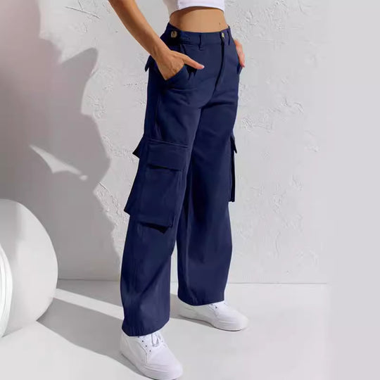 Damen Cargo-Hose mit weitem Bein und praktischen Taschen EB