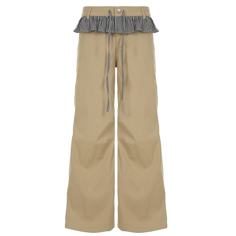 Damen Weite Freizeithose mit Rüschendetails und verstellbarem Bund EB
