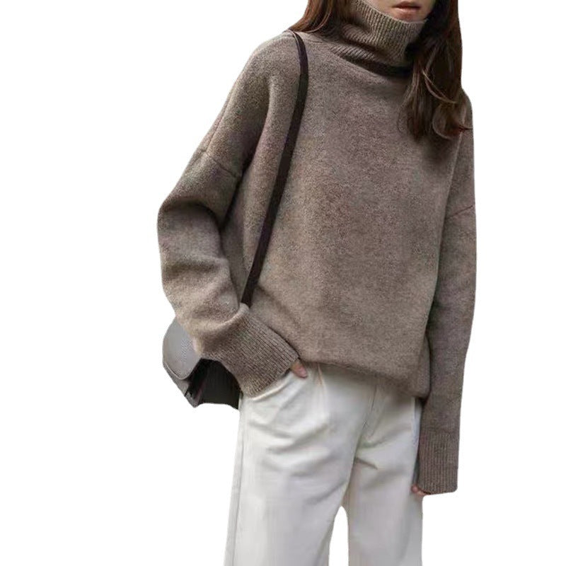 Damen bequemer Rollkragenpullover aus hochwertigem Wollmix EB