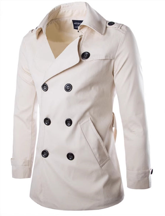 Herren eleganter Trenchcoat mit doppelter Knopfleiste und seitlichen Eingrifftaschen EB