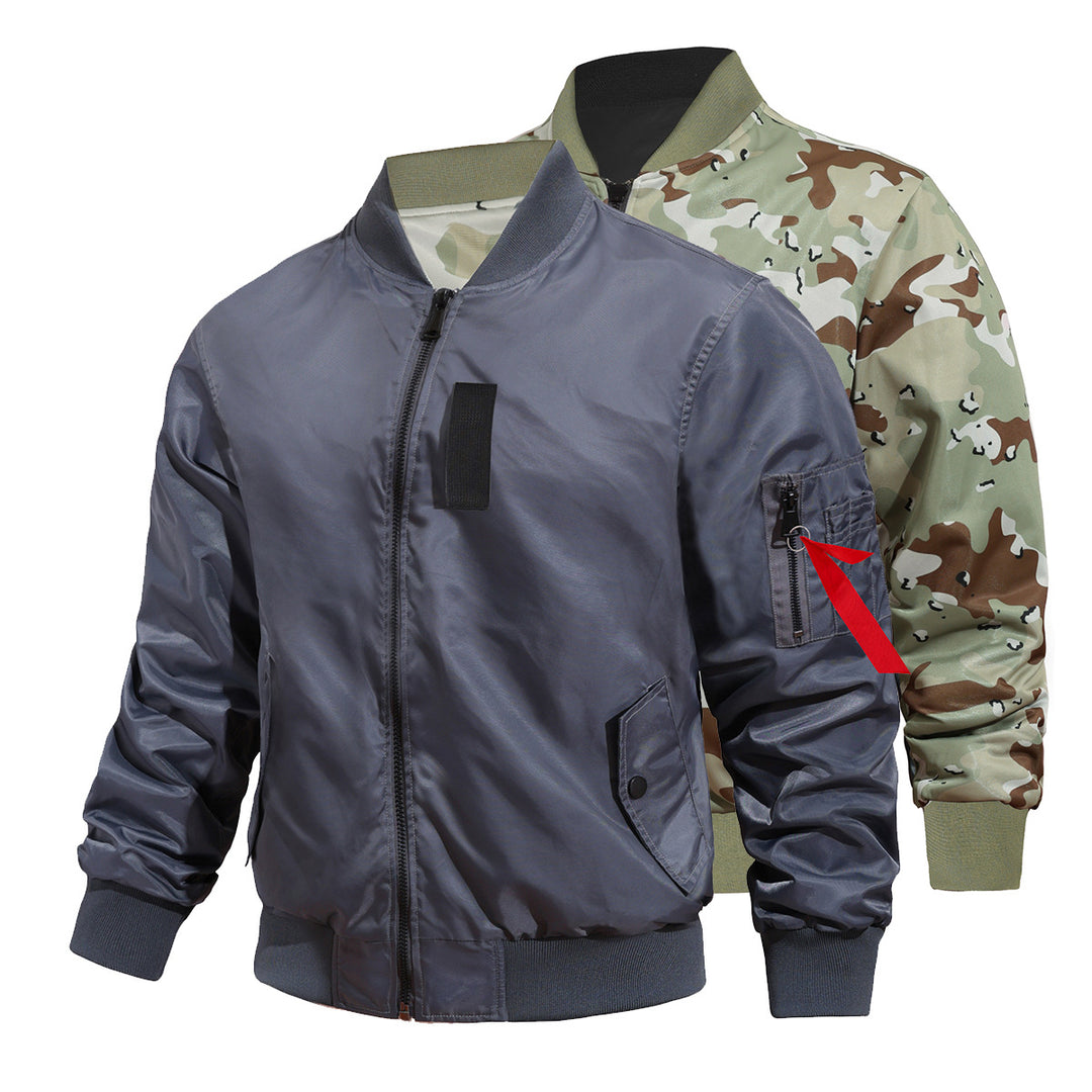 Men's  reversible lightweight insulated bomber jacket with sleeve utility pocket EB