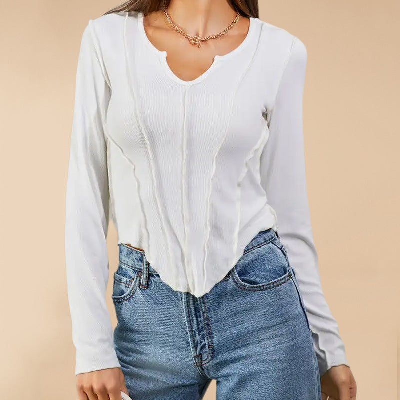 Damen Langärmeliger, strukturierter Basic-Pullover mit modischen Akzenten EB