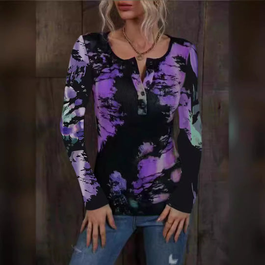 Damen Langarmshirt mit buntem Farbverlauf EB