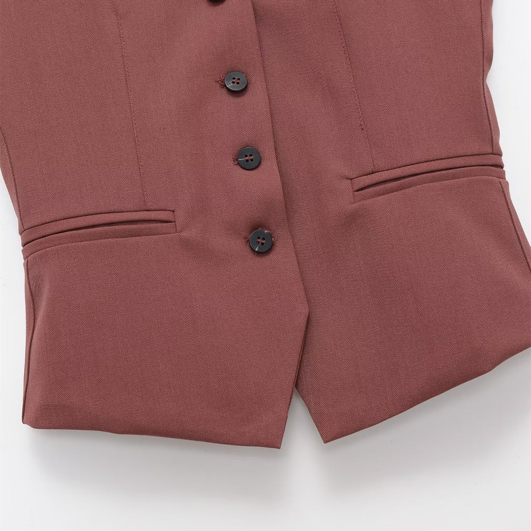 Damen ärmellose Blazerjacke mit eleganter Silhouette und feinen Details EB