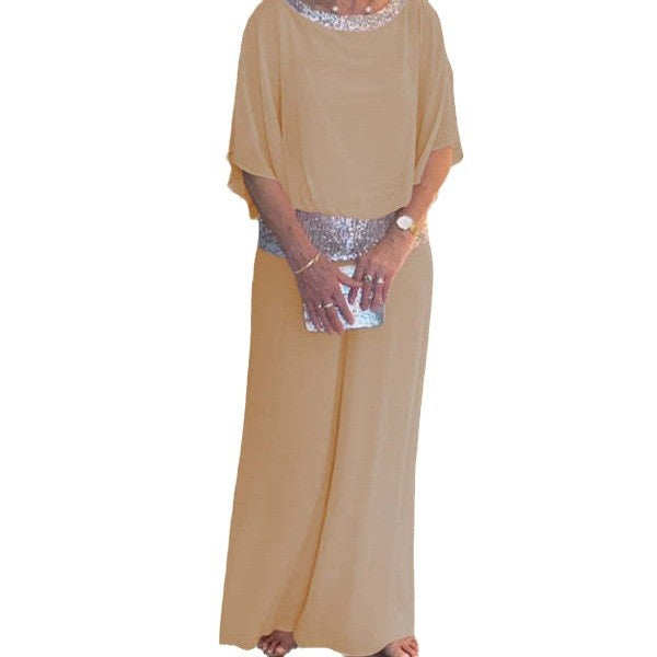 Damen eleganter und luftiger Overall mit glitzerndem Bund EB