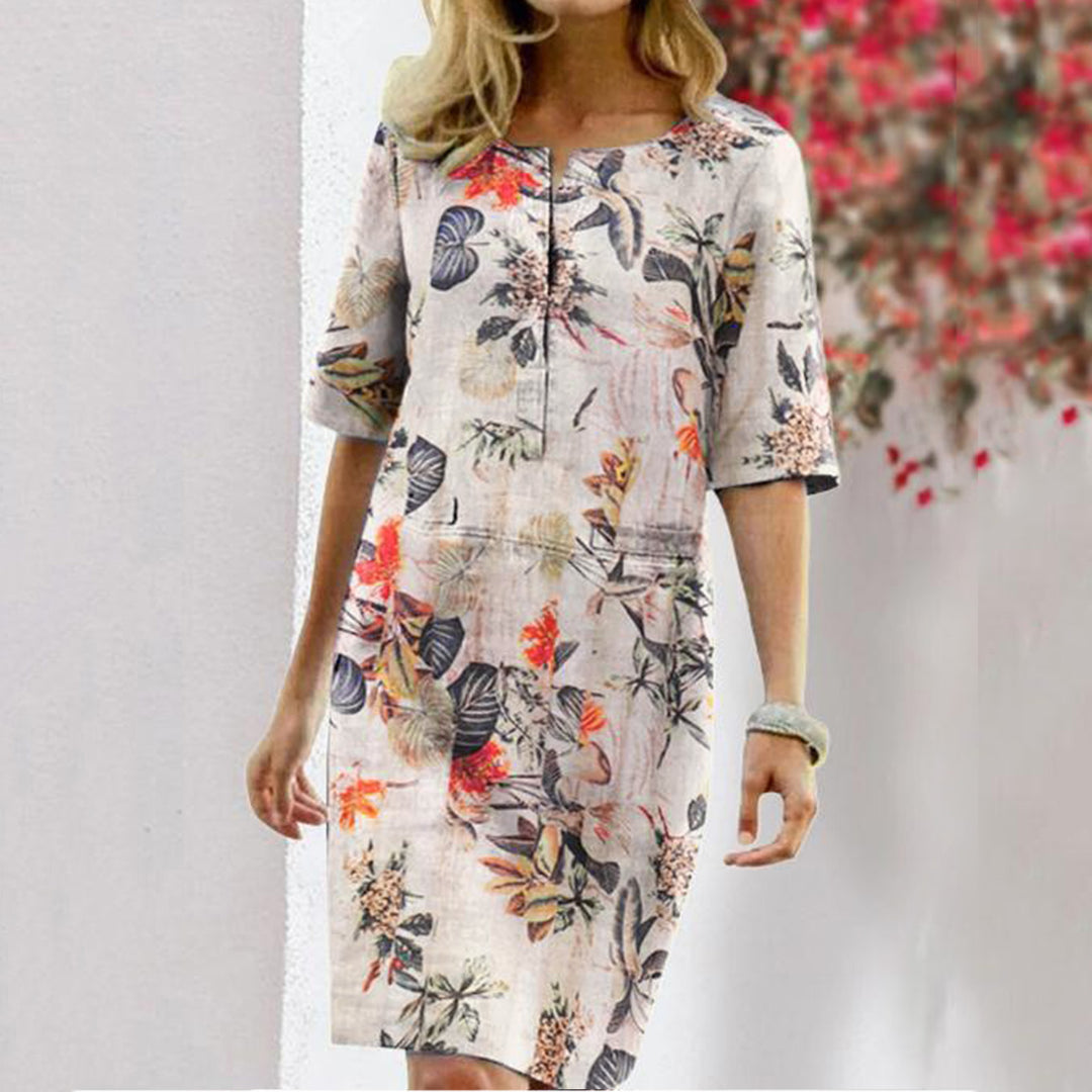 Damen Tropischer Druck Shiftkleid EB