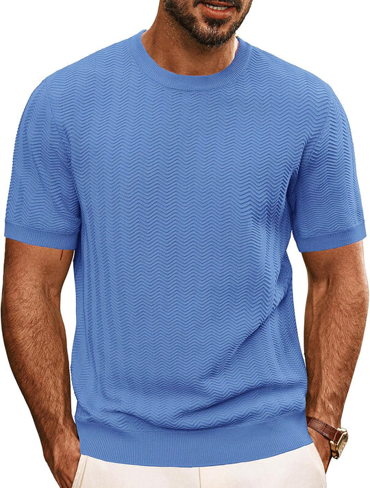 Herren strukturiertes Rundhals T-Shirt EB