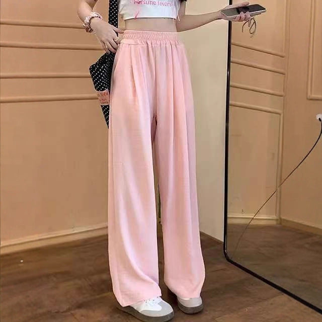 Damen Weite Leinenhose mit elastischem Bund und praktischen Taschen EB