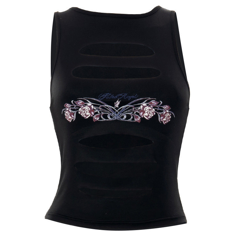 Damen trendiges Cut-out Crop Top EB