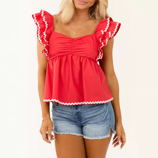 Damen Elegantes Sommerkleid mit Rüschendetails EB