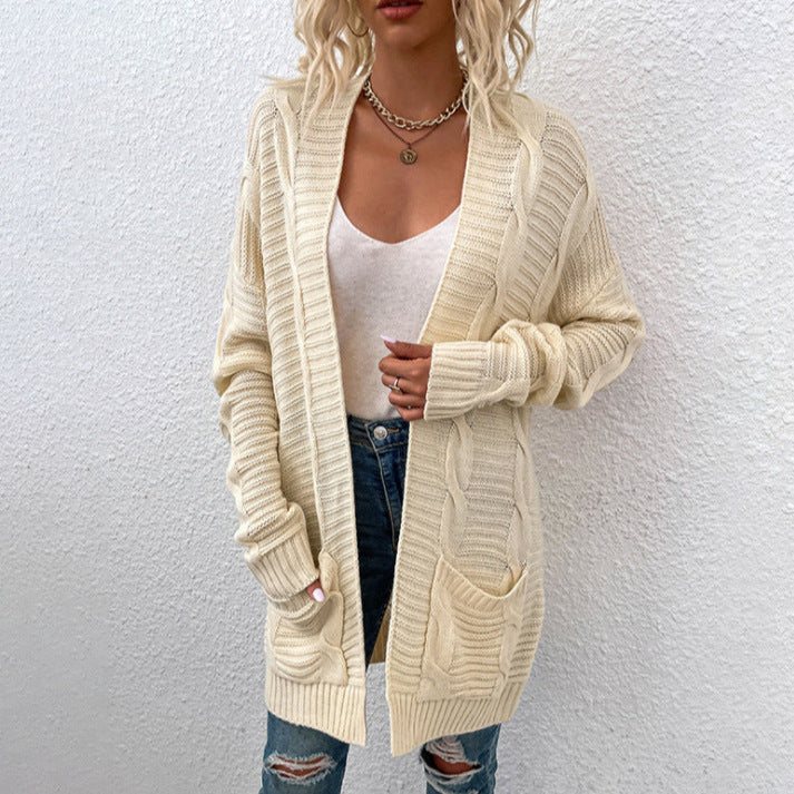 Damen Strickjacke mit tiefem V-Ausschnitt und Taschen EB