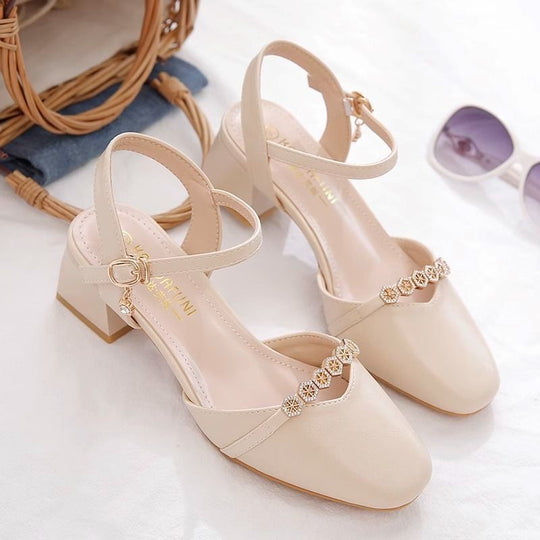 Damen Elegante Hochzeits-Pumps mit dezentem Schmuckdetail und komfortablem Blockabsatz EB