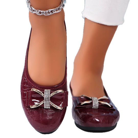 Damen  filigrane Ballerina-Slipper mit dekorativer Schleifenapplikation und gepolsterter Komfortsohle EB