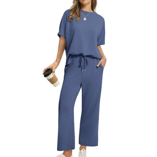 Damen Bequemes Freizeitanzug-Set mit lockerem Schnitt und stilvollen Taschen EB