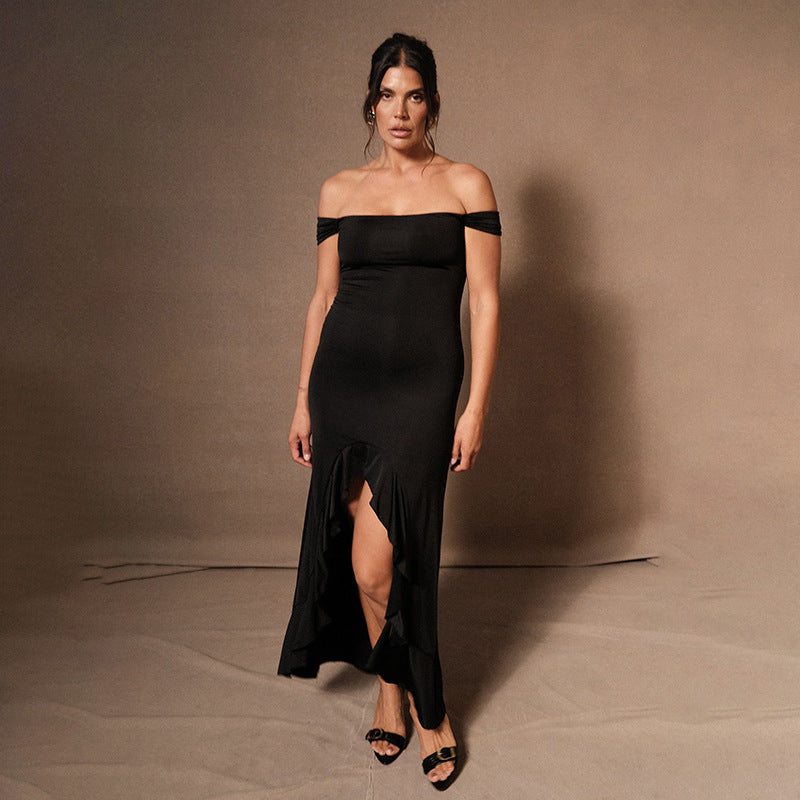 Damen figurbetontes Off-Shoulder Kleid EB