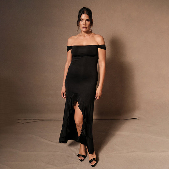 Damen figurbetontes Off-Shoulder Kleid EB