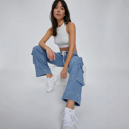 Damen Cargo-Jeans mit weiten Beinen und praktischen Taschen EB