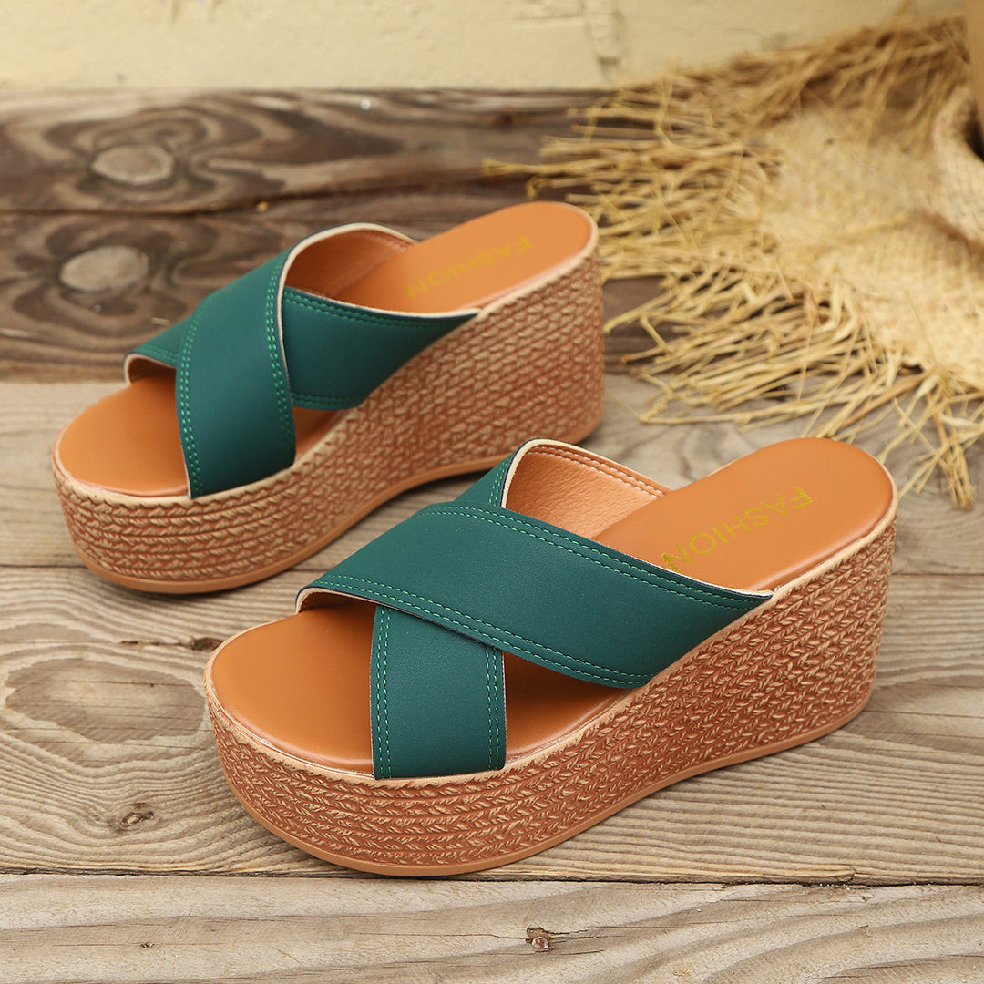 Damen Wedge-Pantoletten mit dekorativem geflochtenem Detail und rutschfester Sohle EB