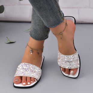 Damen Glitzernde Slides mit eleganter Strass-Applikation EB