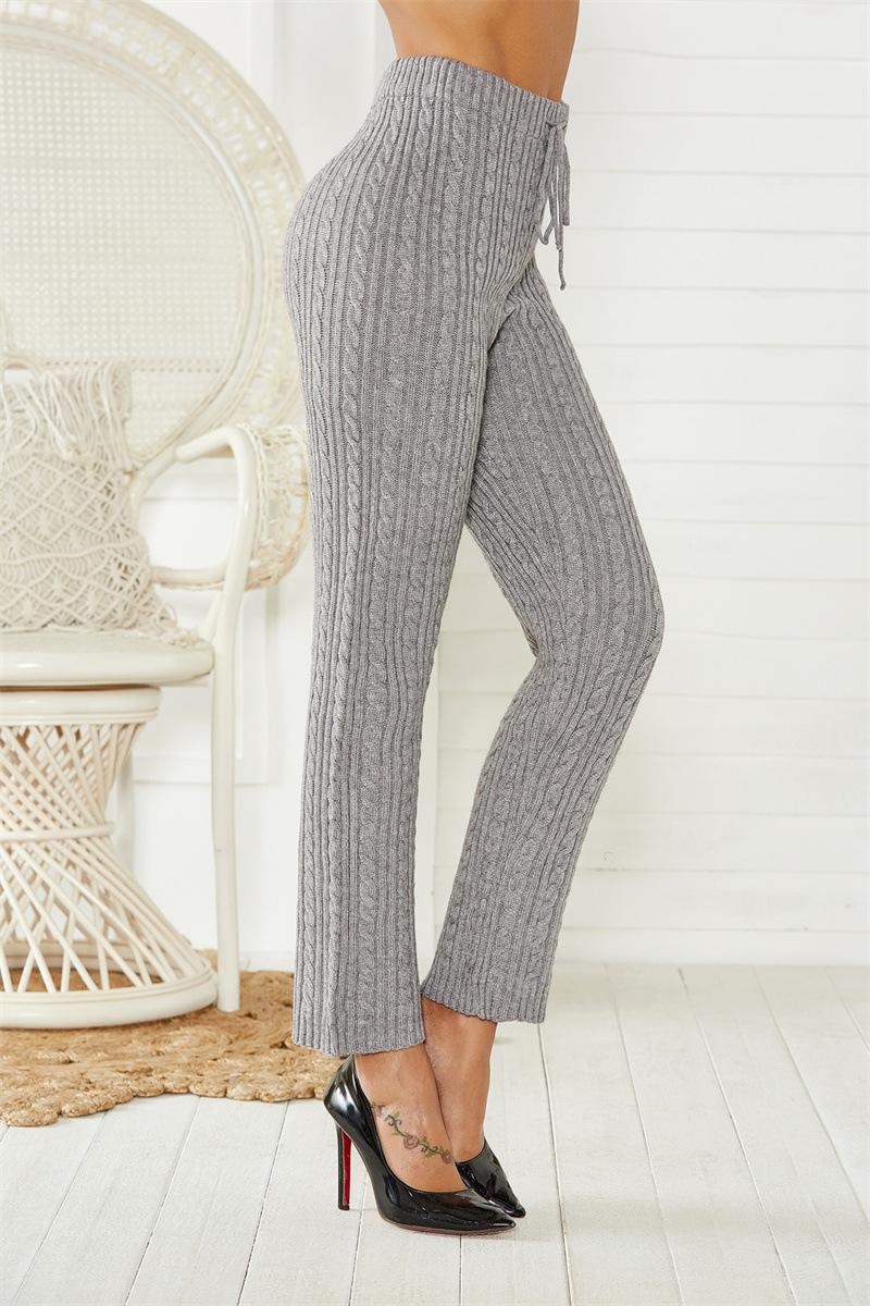 Damen Lockere Strickhose mit dezentem Zopfmuster EB