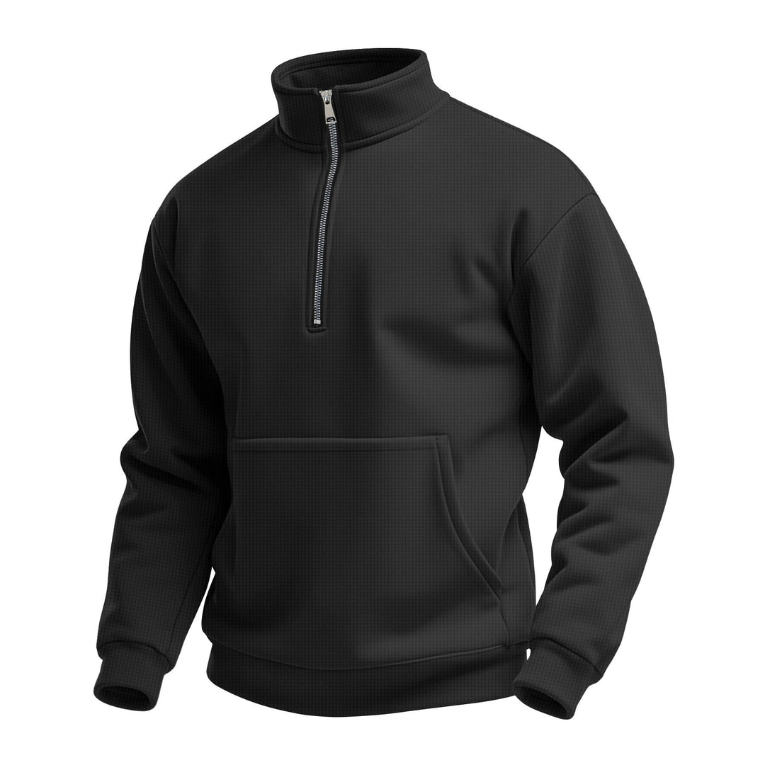 Unisex nan komfortabler Halbzip Pullover mit Kängurutasche und Stehkragen aus Strukturfleece EB