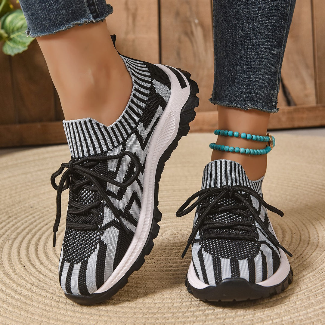 Damen Sportliche Freizeit-Sneaker mit atmungsaktiver Strickoberfläche und rutschfester Sohle EB