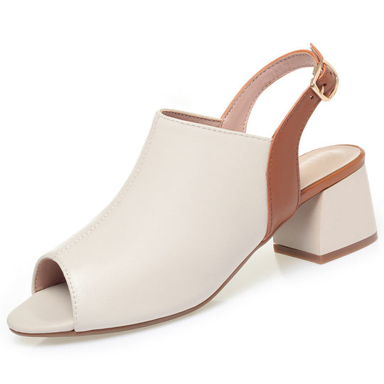 Damen Offene Sling-Pumps mit blockiertem Absatz und eleganter Schnallen-Applikation EB