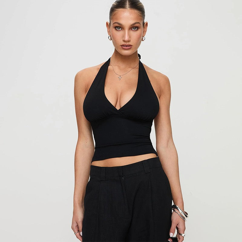 Damen Haltertop mit tiefem V-Ausschnitt EB