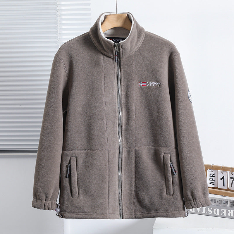 Herren Fleecejacke mit Stehkragen, durchgehendem Reißverschluss und elastischen Bündchen EB