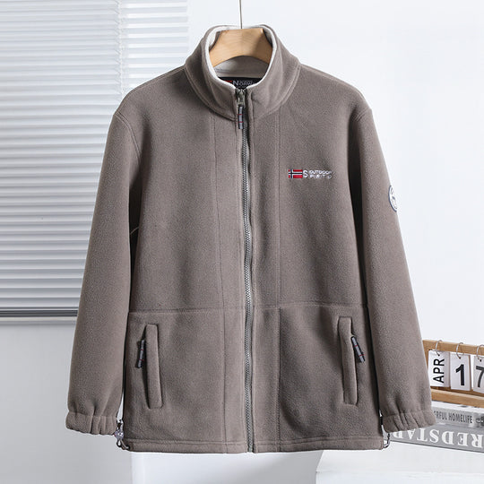 Herren Fleecejacke mit Stehkragen, durchgehendem Reißverschluss und elastischen Bündchen EB