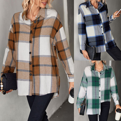 Damen Hemdenjacke im karierten Design mit großen Taschen und komfortablem Schnitt EB