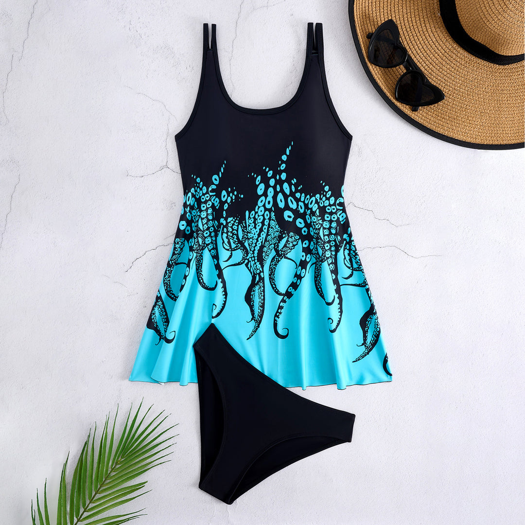 Damen Tankini-Set mit eleganter Flatteroptik und modernem Tiermotiv EB