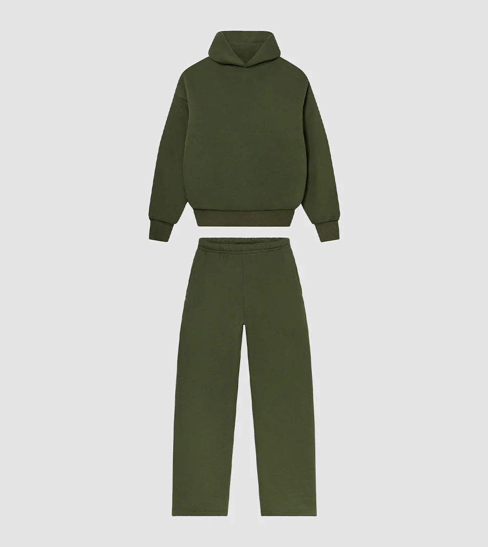 Unisex nan gemütliches Loungewear-Set mit hohem Rollkragen, relaxed-fit Sweatshirt und gerader Sweatpants EB